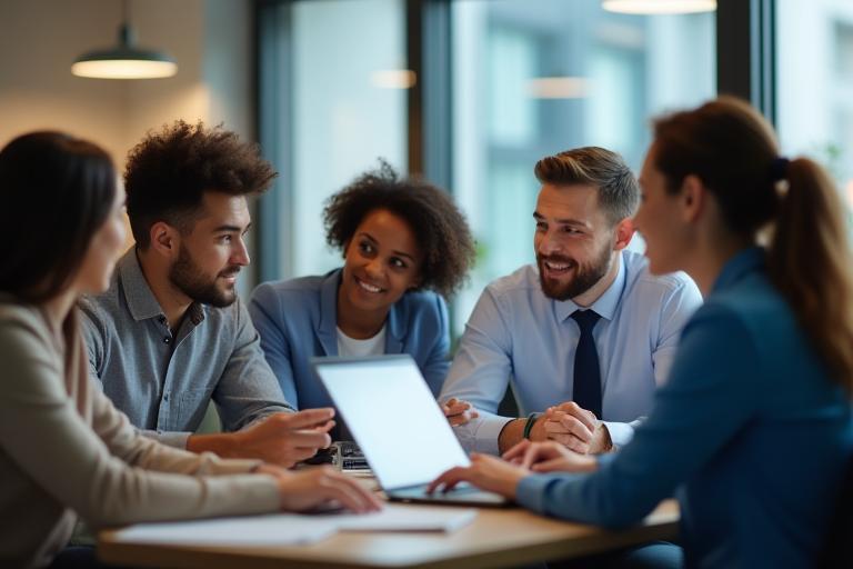 Diverse professionals collaborating online during a virtual meeting